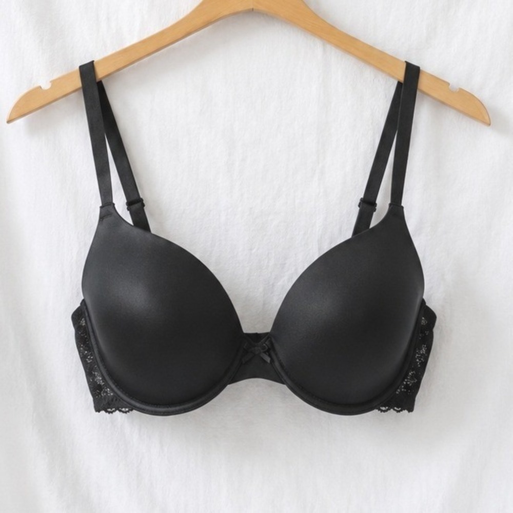 Maidenform One Fab Fit Demi Bra 36C Black Lace Underwire Multiway Convertible